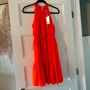 NWT Alex Max Posey Halter Dress in bright orange, size 4 (approx. Small/Medium